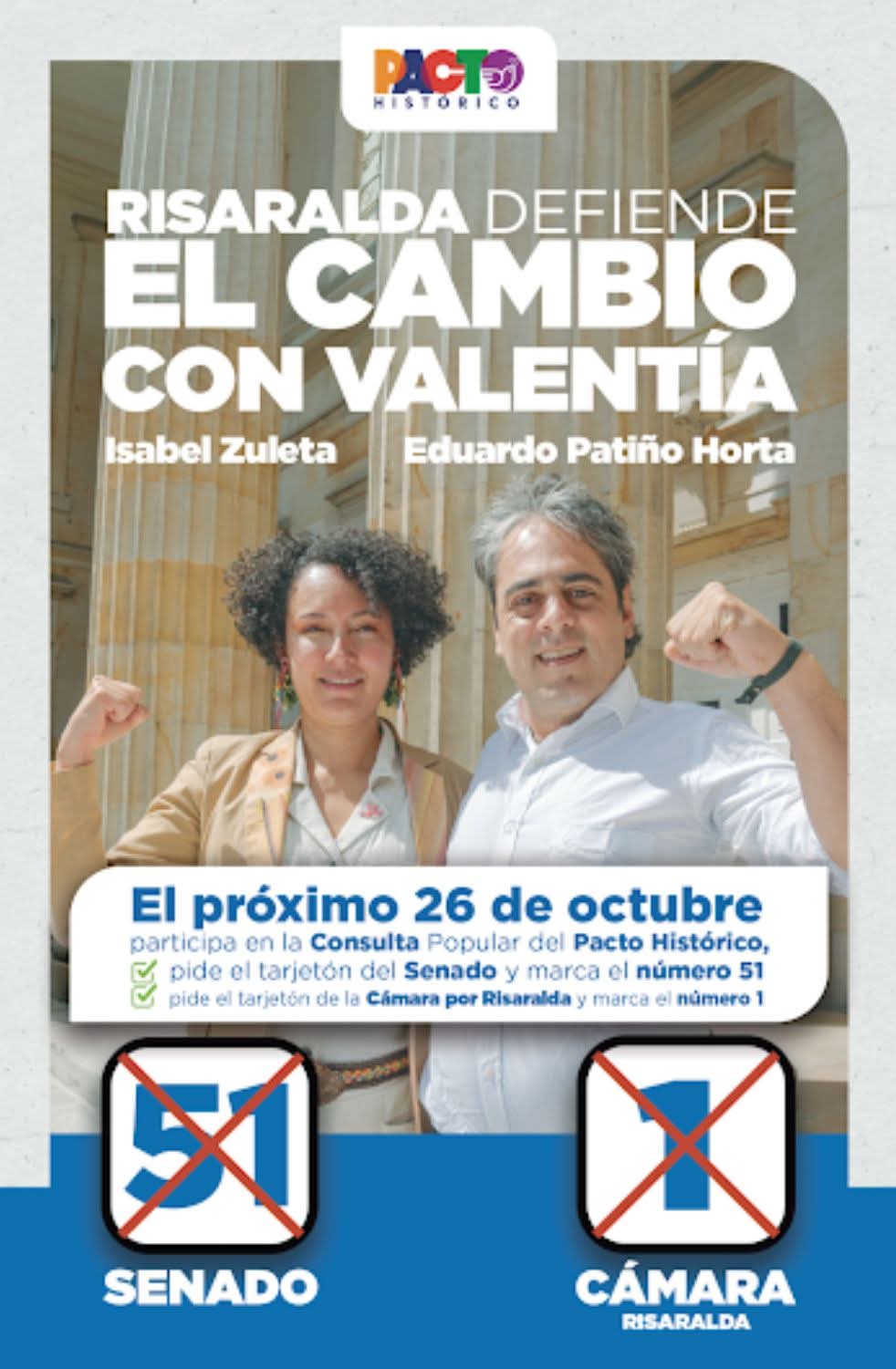 Eduardo Patiño Horta con la senadora Isabel Zuleta.